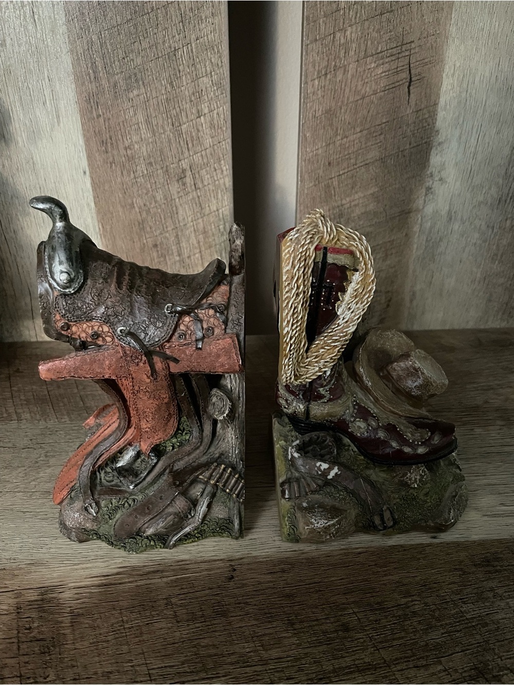 Rustic Western Boot & Saddle Bookends